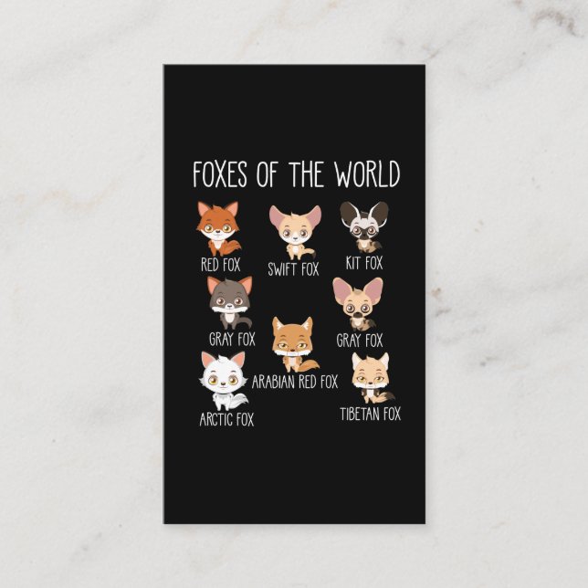 Foxes Of The World Gift for Fox Lover Business Card (Front)