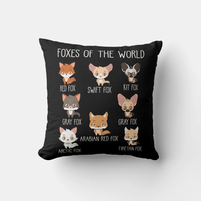 Foxes Of The World Gift for Fox Lover Cushion (Front)