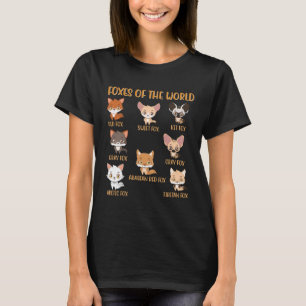 Foxes Of The World Shirt Funny Fox Animals Educati