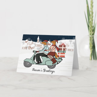 Foxes on a Vespa Christmas Card