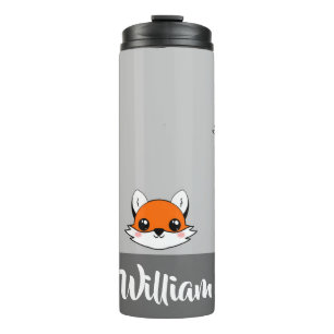 Foxes on grey thermal tumbler