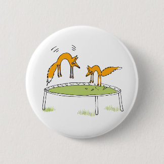 Foxes on Trampoline 6 Cm Round Badge