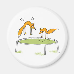 Foxes on Trampoline Magnet