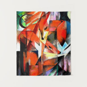 Foxes painting by Franz Marc in digital colouring Tapestry