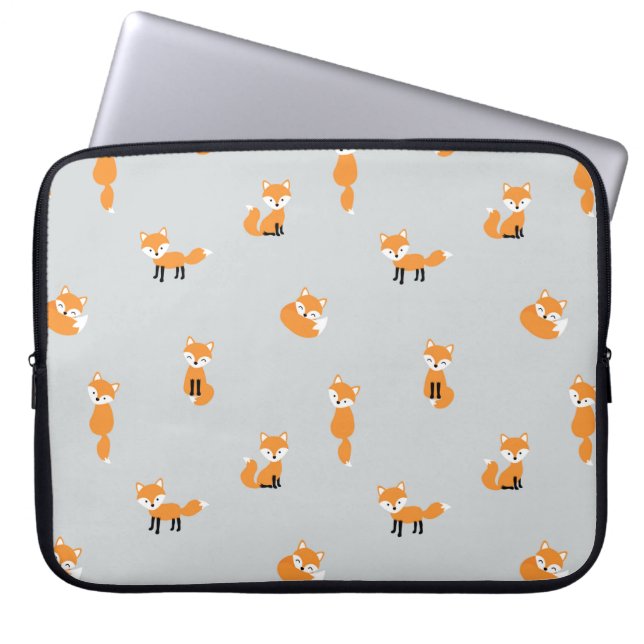 Foxes seamless pattern laptop sleeve (Front)