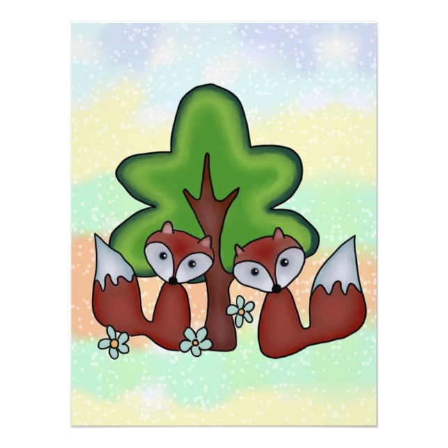 foxes with tree photo print (Front)