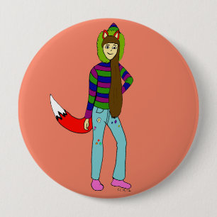 foxgirl 10 cm round badge