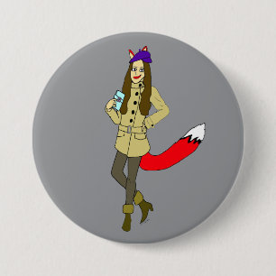 Foxgirl  7.5 cm round badge