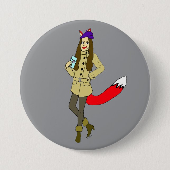 Foxgirl  7.5 cm round badge (Front)