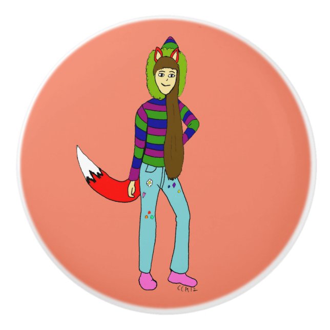 foxgirl   ceramic knob (Front)