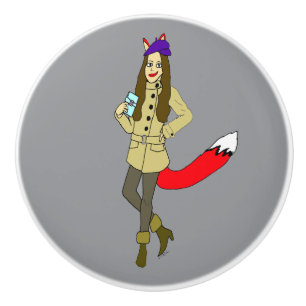 Foxgirl ceramic knob
