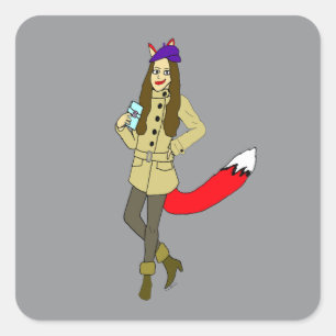 Foxgirl square sticker