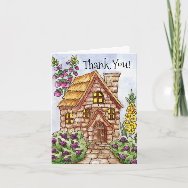 Foxglove Cottage Fairy House Thank You Card (Front)