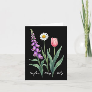 Foxglove Daisy Tulip Flower Design Floral Girl Mum Card