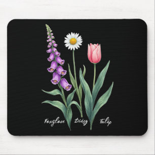 Foxglove Daisy Tulip Flower Design Floral Girl Mum Mouse Mat