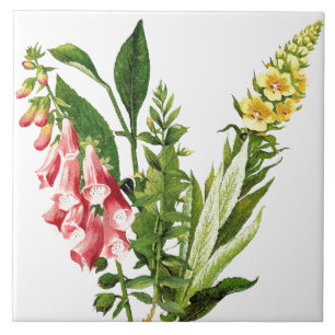 Foxglove Floral Flower Botanical Tile