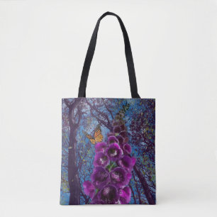 Foxglove flower and butterfly tote bag