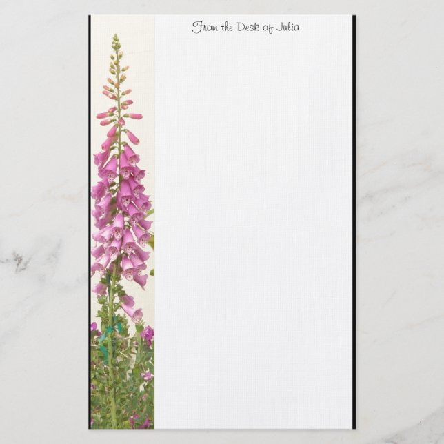 Foxglove Flower Personalised Stationery (Front)