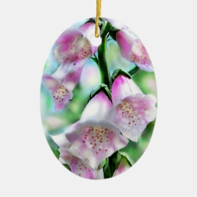 Foxglove Flower Pink Purple Green White Garden  Ceramic Tree Decoration (Front)