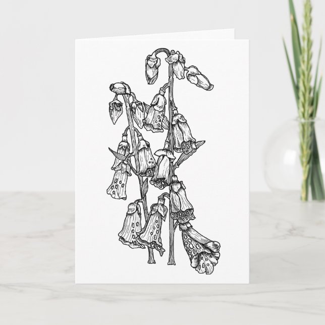 Foxglove Flowers Colour It Yourself Blank Greeting Card (Front)