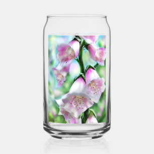 Foxglove Flowers Floral Pink Lavender Green Flower Can Glass