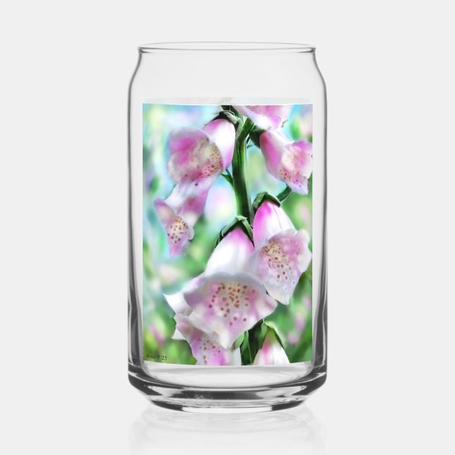 Foxglove Flowers Floral Pink Lavender Green Flower Can Glass (Front)