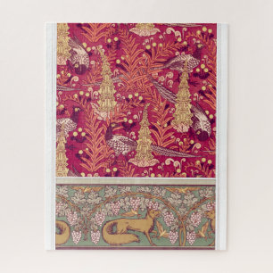 Foxglove flowers pheasants and foxes art nouveau jigsaw puzzle