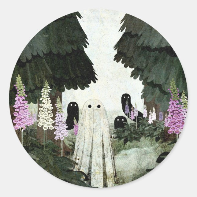 Foxglove Ghost Classic Round Sticker (Front)
