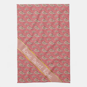 Foxglove Petal Paisley Pattern Tea Towel