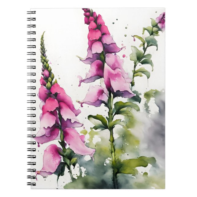 Foxglove - Watercolor flowers Notebook (Front)
