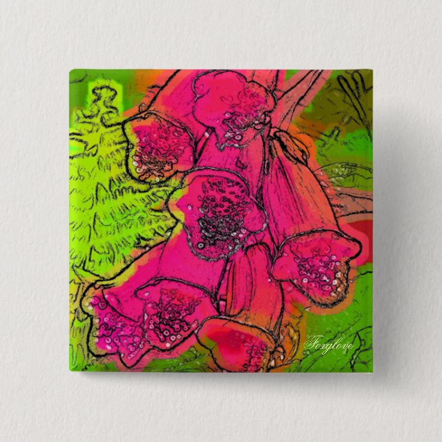 FOXGLOVES 15 CM SQUARE BADGE (Front)
