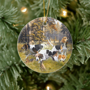 Foxhound  ceramic tree decoration