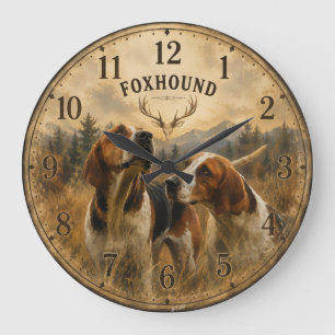 Foxhound Portrait – Noble Hunting Dog Large Clock