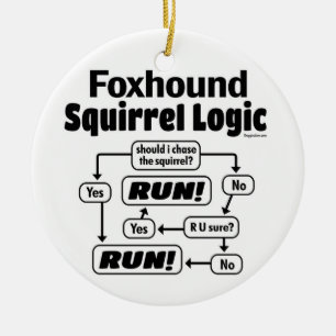 Foxhound Squirrel Logic Ceramic Tree Decoration