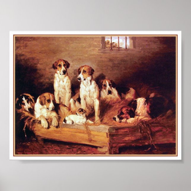 Foxhounds and Terriers by John Emms Poster (Front)