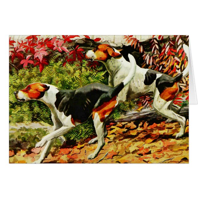 Foxhounds(English&American ) in autumn wood (Front Horizontal)