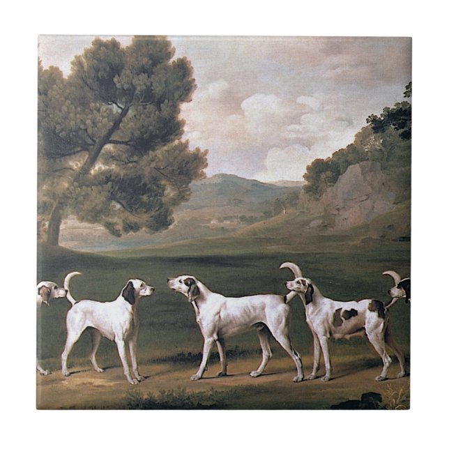 Foxhounds in a Rural Landscape (by George Stubbs) Tile (Front)