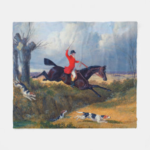 Foxhunting Clearing a Ditch 1839 Dog Fleece Blanket