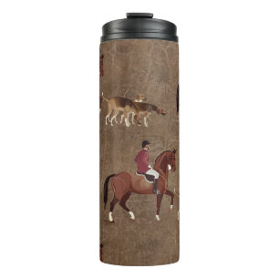Foxhunting horse rider and hounds thermal tumbler