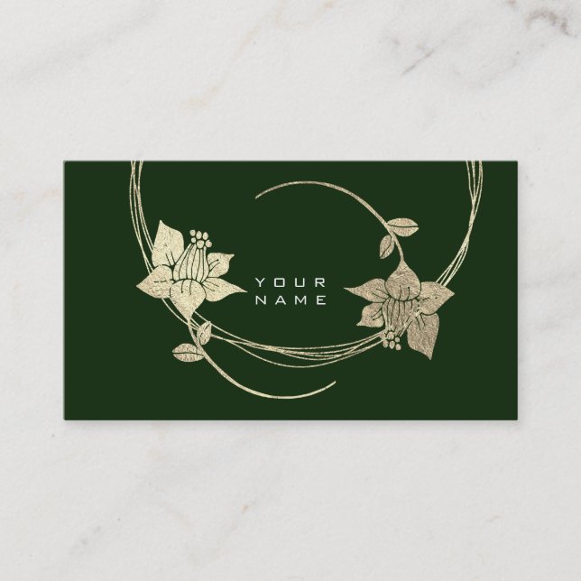 Foxier Gold Floral Lilac Cali Green Glam Business Card (Front)