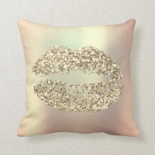 Foxier Gold Glitter Kiss Lips Glam Makeup Copper Cushion