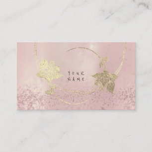 Foxier Gold Rose Pink Blush Pearly Floral Glitter Business Card
