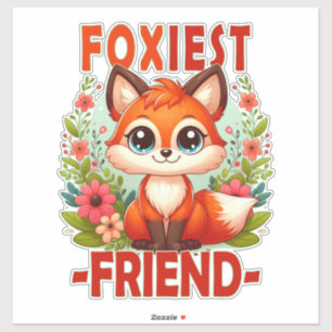 Foxiest Friend pun. Cute Baby Fox puppy cartoon