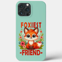 Foxiest Friend pun. Cute Baby Fox puppy cartoon