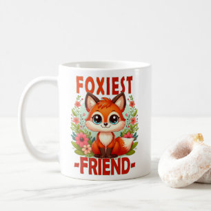 Foxiest Friend pun. Cute Baby Fox puppy cartoon Coffee Mug