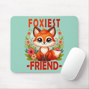 Foxiest Friend pun. Cute Baby Fox puppy cartoon Mouse Mat
