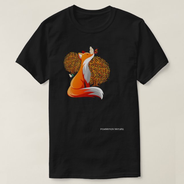 Foxination Nature, autumn with fox and butterflies T-Shirt (Design Front)