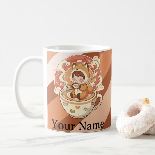 Fox's Cozy Read Morning Coffee Mug (With Donut)