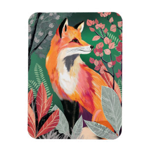 Fox's Enchanted Forest Hand-Painted Nature Illustr Magnet