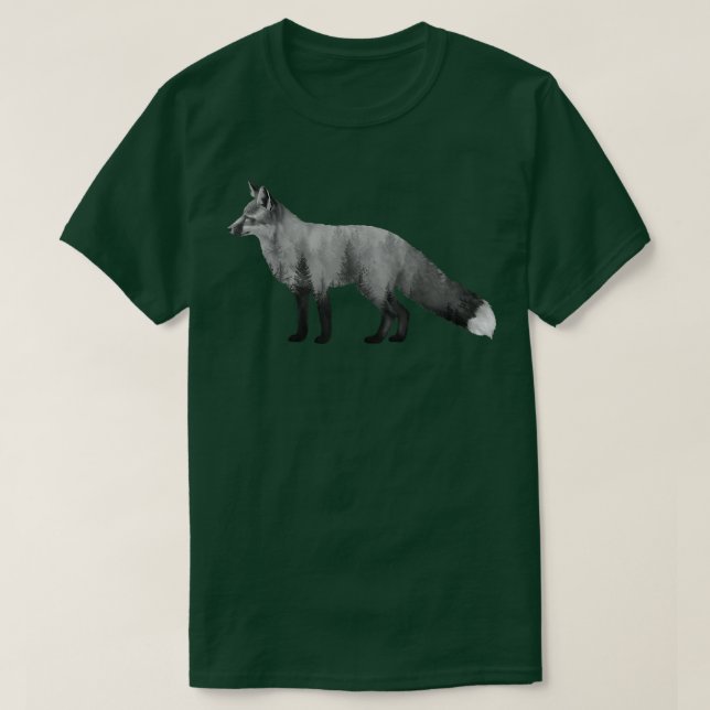 Foxsilhouette foxes double exposure fox forest nat T-Shirt (Design Front)